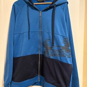 Under Armour Men’s Blue and Black Full-Zip Hoodie – Size 2XL